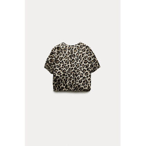 Women's Zara Top M Beige Leopard